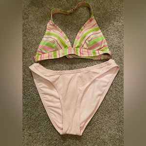 By the Beach pink/green Halter style sm & Xhilaration pink bikini lg
